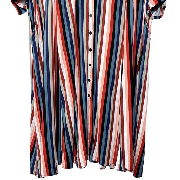 Torrid Button Front Challis Shirt Dress Size 5X Striped Business Casual Office - Picture 3 of 15